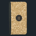 Modern Gold Glitter & Texture Print Samsung Galaxy S5 Wallet Case<br><div class="desc">Elegant modern gold glitter and sparkles texture print. Black circle and custom monogram are optional.</div>