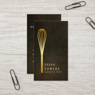 Modern Gold Glitter Whisk Bakery Business Card