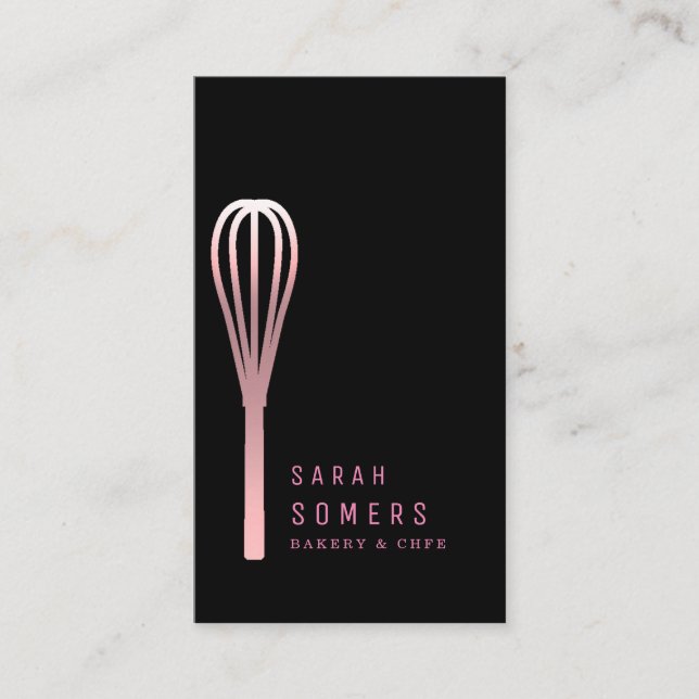 Modern Gold Glitter Whisk Bakery Business Card (Front)