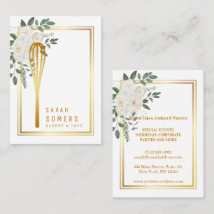 Modern Gold Glitter Whisk Bakery Business Card