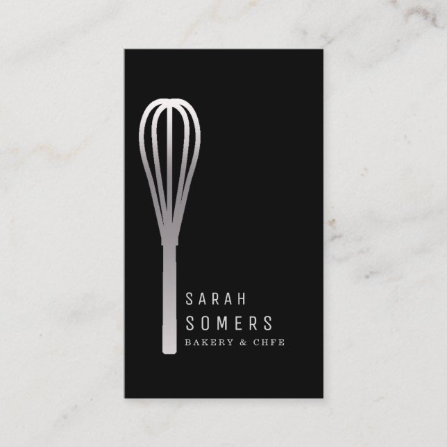 Modern Gold Glitter Whisk Bakery Business Card (Front)
