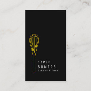 Modern Gold Glitter Whisk Bakery Business Card