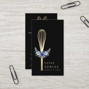 Modern Gold Glitter Whisk Bakery Business Card