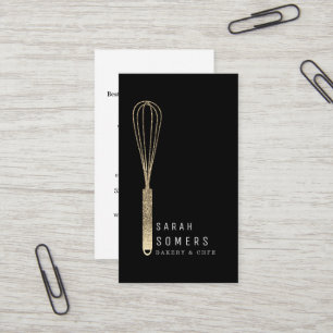 Modern Gold Glitter Whisk Bakery Business Card