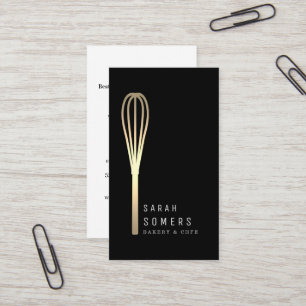 Modern Gold Glitter Whisk Bakery Business Card