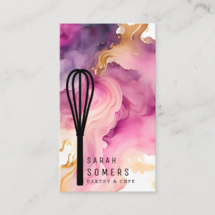Modern Gold Glitter Whisk Bakery Business Card