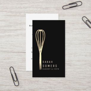 Modern Gold Glitter Whisk Bakery Business Card