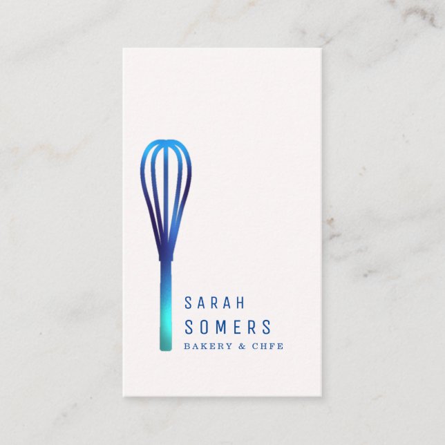 Modern Gold Glitter Whisk Bakery Business Card (Front)