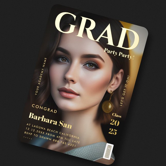 Modern Gold Grad Party Magazine Graduation Party (Modern Gold Grad Party Magazine Graduation Party Foil Invitation
)