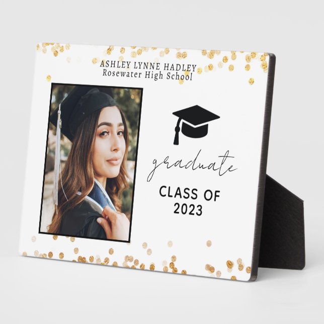Modern Gold Graduate Photo Keepsake Plaque (Side)