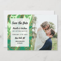Modern Gold Green Cactus Palm Leaf Geometric