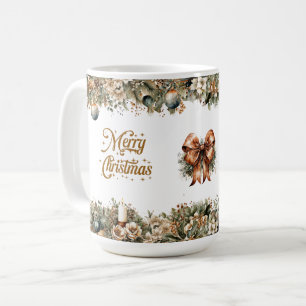 Modern gold greenery and rusty burnt orange coffee mug