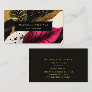 Modern Gold Greenery Leaf Abstract Business Card