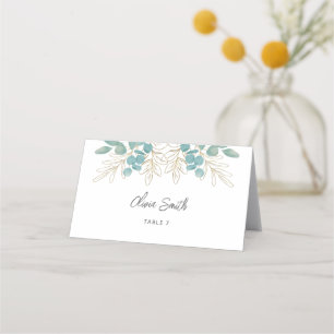 Modern Gold Greenery Wedding Place Card