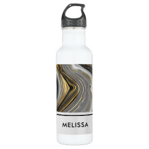 Modern Gold & Grey Agate Geode Gemstone 710 Ml Water Bottle