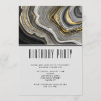 Modern Gold & Grey Agate Geode Gemstone Birthday