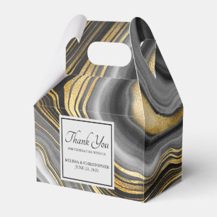 Modern Gold & Grey Agate Geode Wedding Favor Box