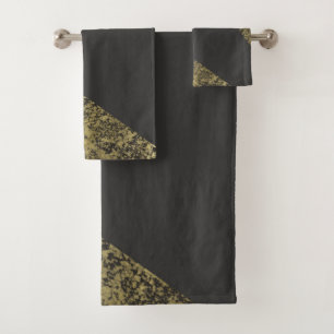 Modern Gold & Grey Chic Bath Towel Set