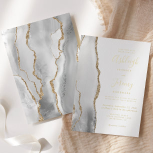 Modern Gold Grey White Agate Wedding
