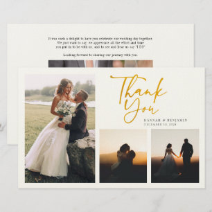 Modern Gold Hand-Lettered Wedding Thank You Card