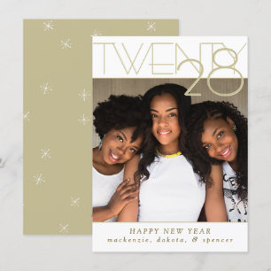 Modern Gold Happy New Years Classic Custom Photo Holiday Card