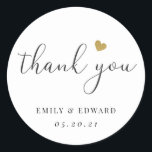 Modern Gold Heart Bridal Shower Wedding Favour Classic Round Sticker<br><div class="desc">Custom-designed bridal shower/wedding favour stickers and labels featuring modern hand calligraphy with gold heart design.</div>