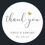 Modern Gold Heart Bridal Shower Wedding Favour Classic Round Sticker<br><div class="desc">Custom-designed bridal shower/wedding favour stickers and labels featuring modern hand calligraphy with gold heart design.</div>