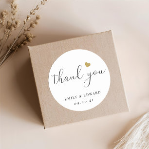 Modern Gold Heart Bridal Shower Wedding Favour Classic Round Sticker