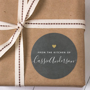 Modern Gold Heart Chalkboard From the Kitchen of Classic Round Sticker