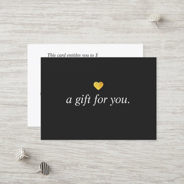 Modern Gold Heart Customer Gift Certificate (Front/Back In Situ)