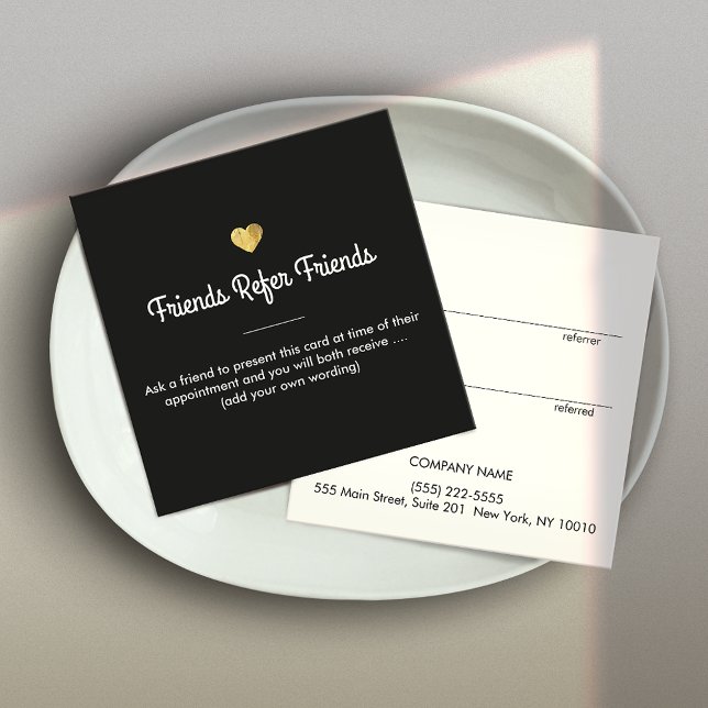 Modern Gold Heart Customer Referral Square Card (Creator Uploaded)