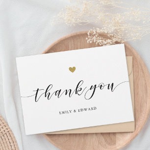 Modern Gold Heart Non-Photo Wedding Thank You Card