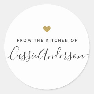 Modern Gold Heart Personalized Baking Gift Classic Round Sticker
