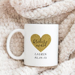 Modern Gold Heart Personalized Bridesmaid Gift Coffee Mug<br><div class="desc">Custom-designed bridesmaid coffee mug gift featuring modern hand calligraphy on stylish gold glitter heart. Personalize with your bridesmaid's name and date.</div>