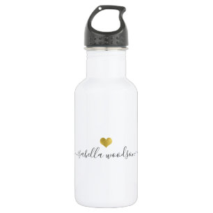 Modern Gold Heart Script Name 532 Ml Water Bottle