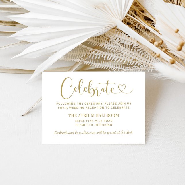 Modern Gold Heart Script Wedding Reception Enclosure Card (Creator Uploaded)