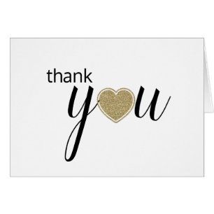 Modern Gold Heart Thank You Card
