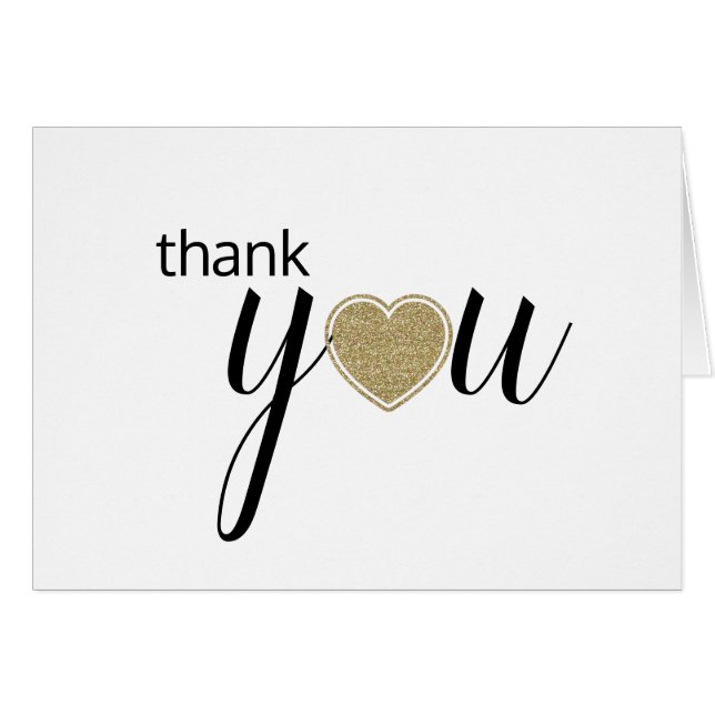 Modern Gold Heart Thank You Card (Front Horizontal)