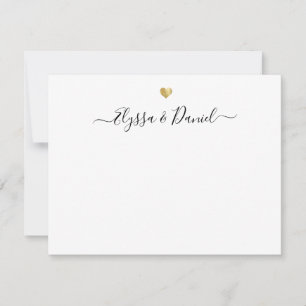 Modern Gold Heart Thank you Script Custom Name Card