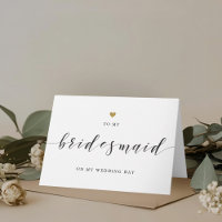 Modern Gold Heart to My Bridesmaid on Wedding Day