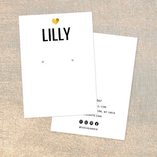 Modern Gold Heart White Earring Display Card