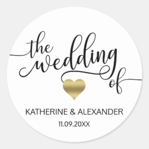 Modern Gold Heart White THE WEDDING OF Seals