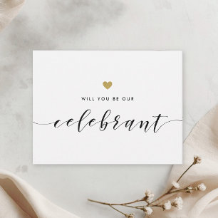 Modern Gold Hearts Be Our Celebrant Invitation Postcard
