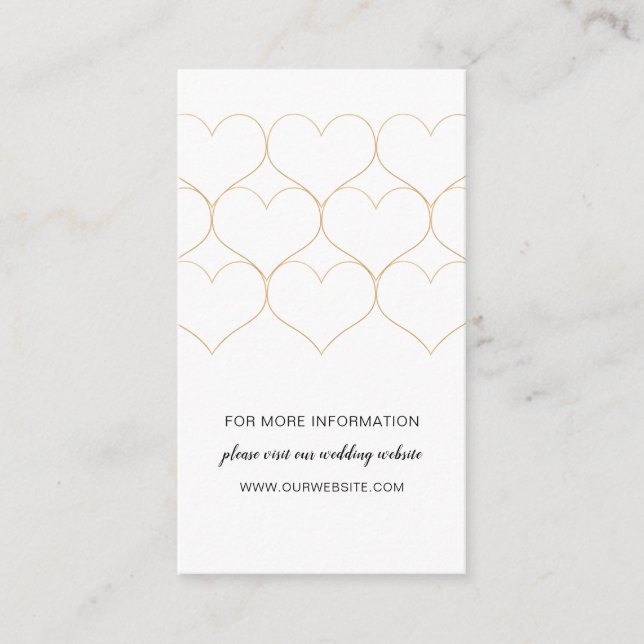 Modern Gold hearts wedding website or info card (Front)