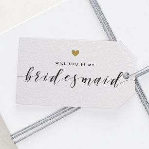 Modern Gold Hearts Will You Be My Bridesmaid Gift Tags