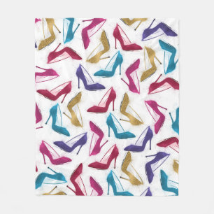 Modern Gold High Heels Watercolor Fleece Blanket