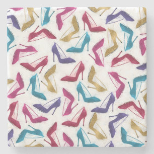 Modern Gold High Heels Watercolor Stone Coaster