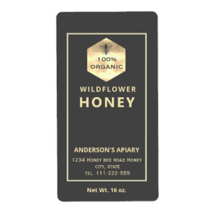 Modern gold honey bee honey jar