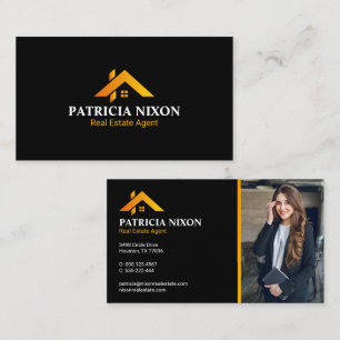Modern Gold House Real Estate Agent Business Card