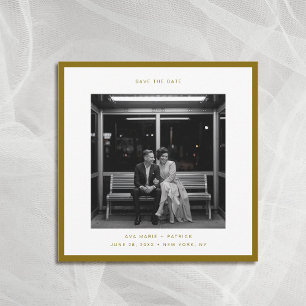 Modern Gold Hue Frame Typography Wedding Save Date Invitation